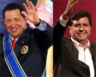 Not waving, but frowning: Chavez, left, and Garcia
