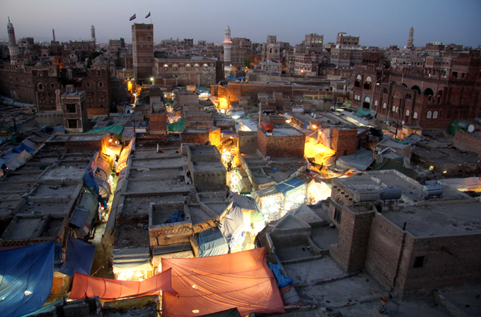 Yemen. San''a Old City in evening. Kevin Rushby