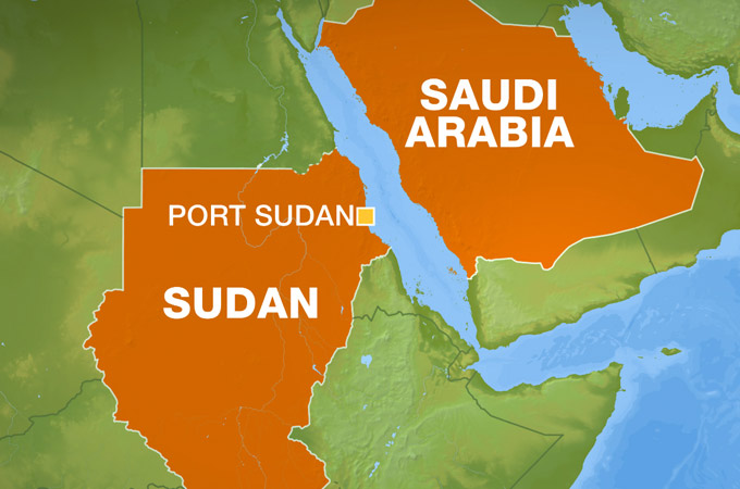 Map Port Sudan - Sudan Saudi Arabia