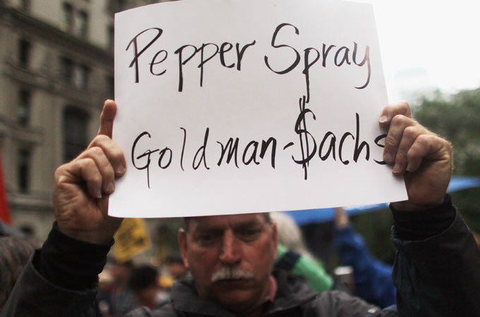 occupy wall street protester with sign