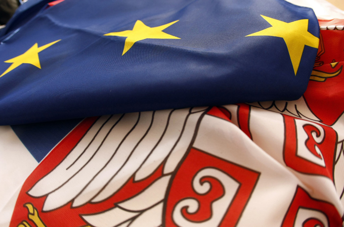 Serbia and EU Flags