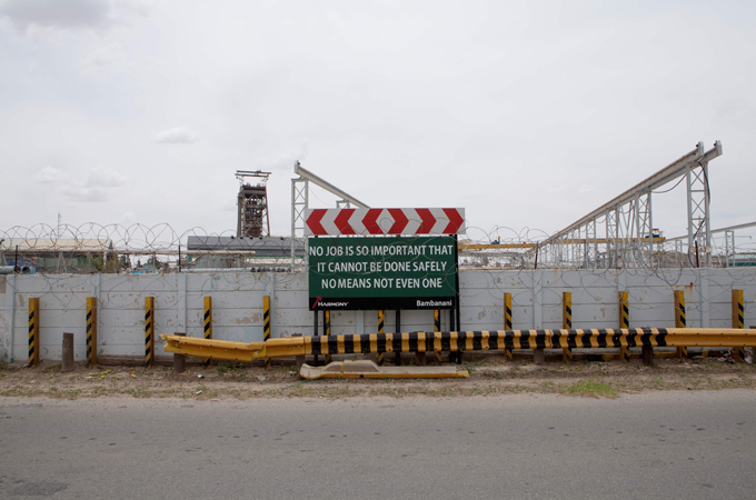 "No job is so important..." sign in front of South Africa mine [Jonathan Wood/Al Jazeera]