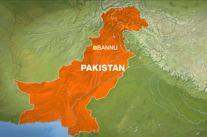 Map showing Bannu, in Pakistan