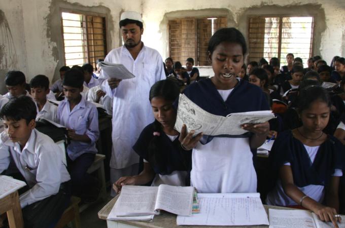 More than 60% of the students in Orgram Chatuspalli High Madrassa are non-Muslims [Shaikh Azizur Rahman/Al Jazeera]
