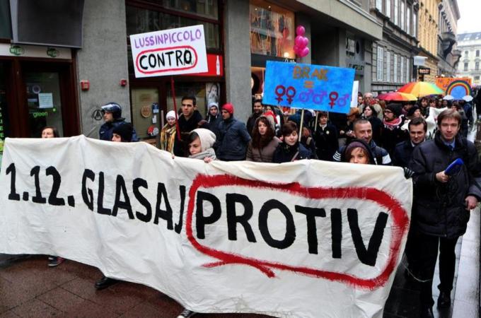 Croatians voted for a clause in the constitution defining marriage as a union between a man and a woman  [EPA]