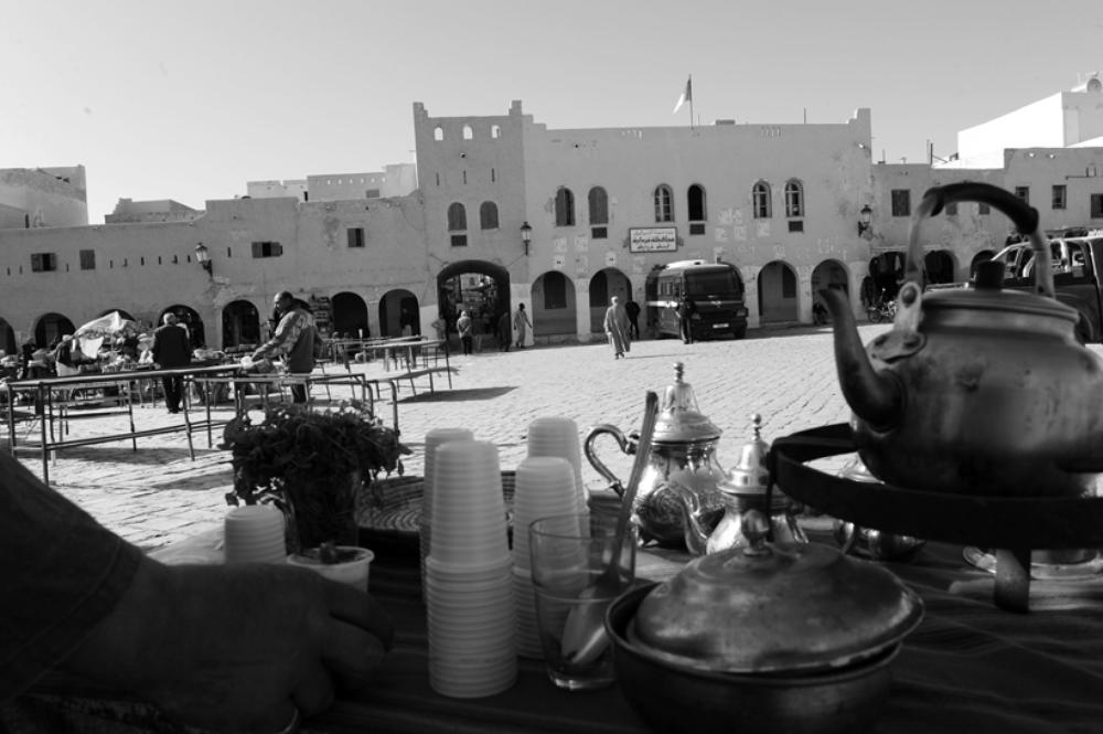 Calm prevails in the market square in Ghardaia.