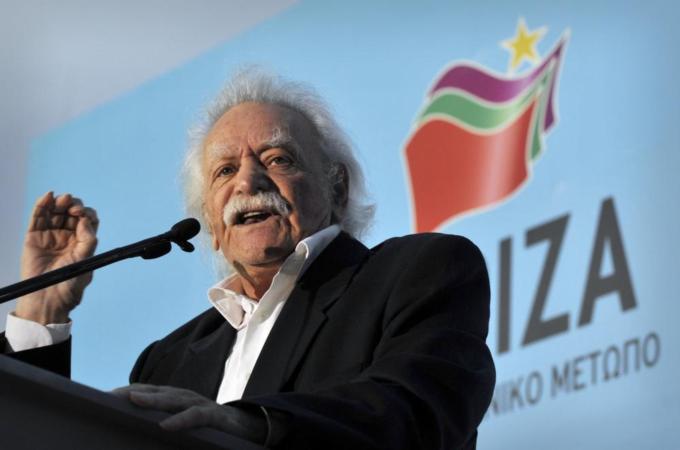 Anti-fascist resistance hero Manolis Glezos won a seat in the European Parliament with left-wing SYRIZA party [AFP]