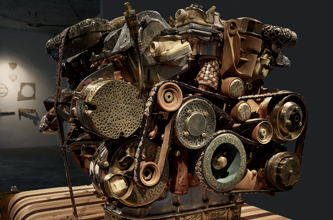The engine on display contains gemstones, silver and fossils [Eric Van Hove/Al Jazeera]