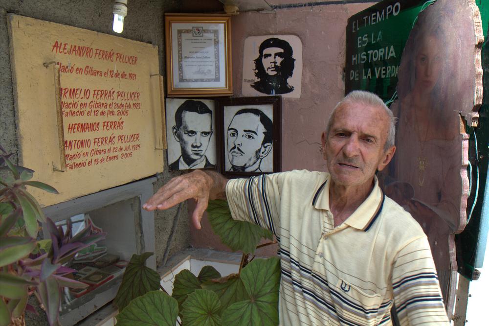 <p>Alejandro Ferras stands in the corner of the museum where he wants to be buried. Two of his younger brothers, Armelio and Antonio, also fought at Moncada. They survived the battle and lived until 2005.</p>