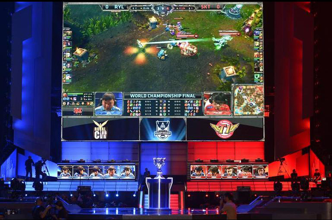 A League of Legends tournament sold out Los Angeles' 18,000-seat Staples Centre last October [AP]