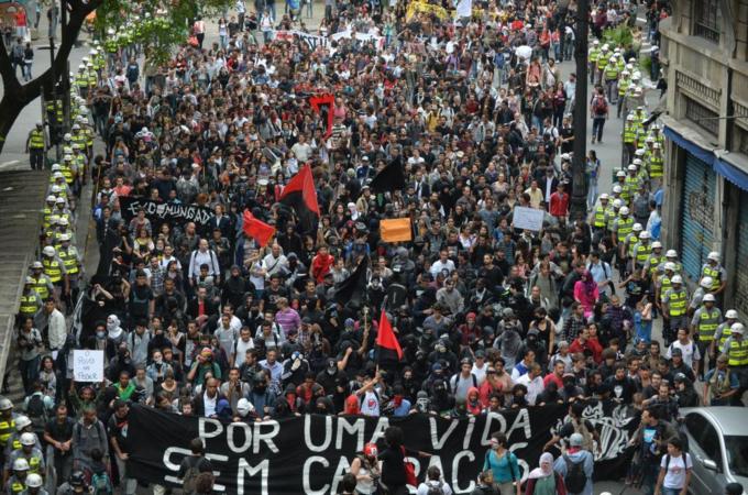 Protests in Brazil in 2013 were sparked by a spike in public transportation fares [AFP/Getty Images]