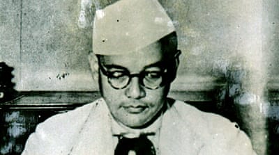 A photo of Subhas Chandra Bose on display at the Netaji Research Bureau in Kolkata [Reuters]