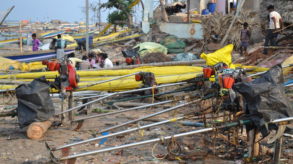 Peda Jalaripeta, the fisherman’s colony, has some functioning boats left, while others were completely destroyed [Umika Pidaparthy/Al Jazeera]