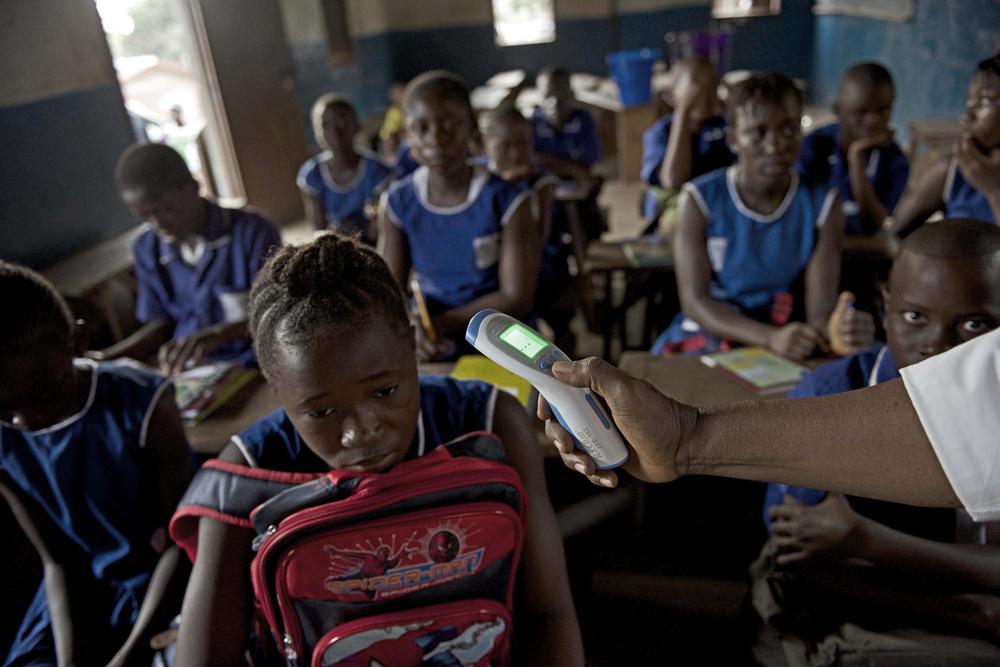 With Ebola still at large in parts of Sierra Leone, all students must have their temperatures taken every day.
