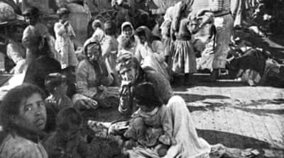 An encampment of Armenian refugees on the deck of a French cruiser that rescued them, 1915 [Getty]