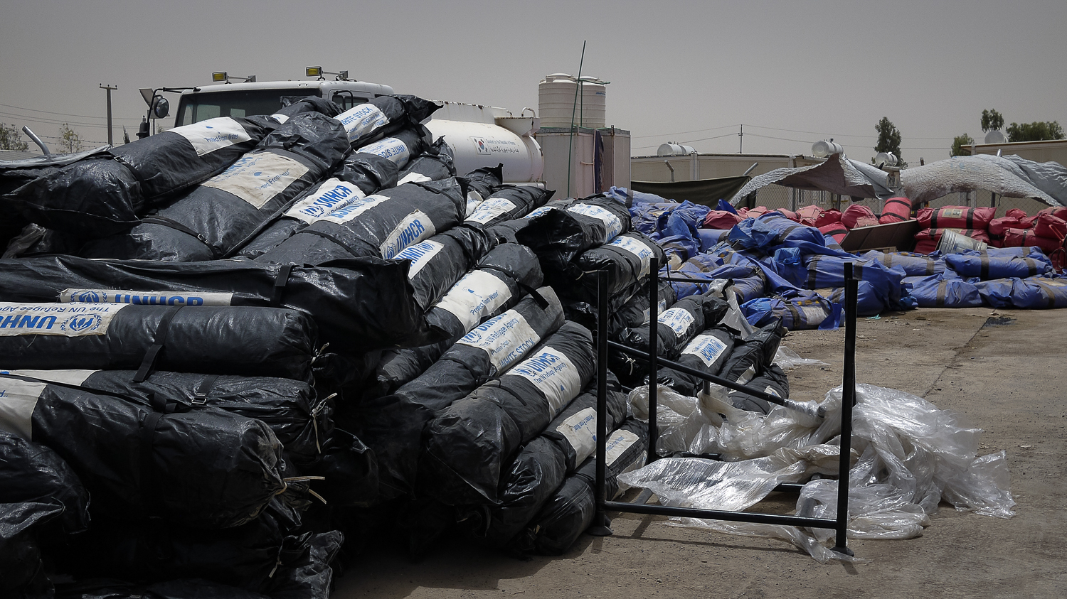 Baharka camp, Erbil, Iraq. After the Islamic State of Iraq and the Levant (ISIL) stormed the northern city of Mosul a year ago, thousands of displaced residents found shelter at the Baharka