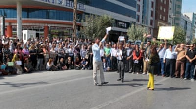 Kurdish residents take part in a protest in Sulaimania, northern Iraq [REUTERS]