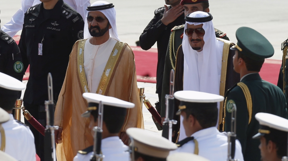 Saudi King Salman bin Abdulaziz and Sheikh Mohammed bin Rashid Al Maktoum