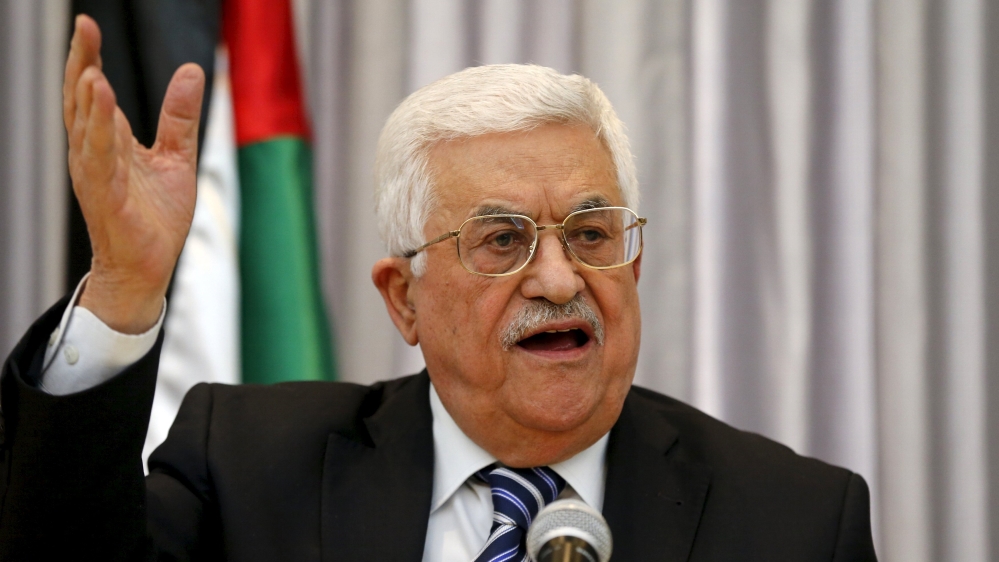Palestinian President Mahmoud Abbas gestures as he delivers a speech in the West Bank city of Bethlehem [REUTERS]