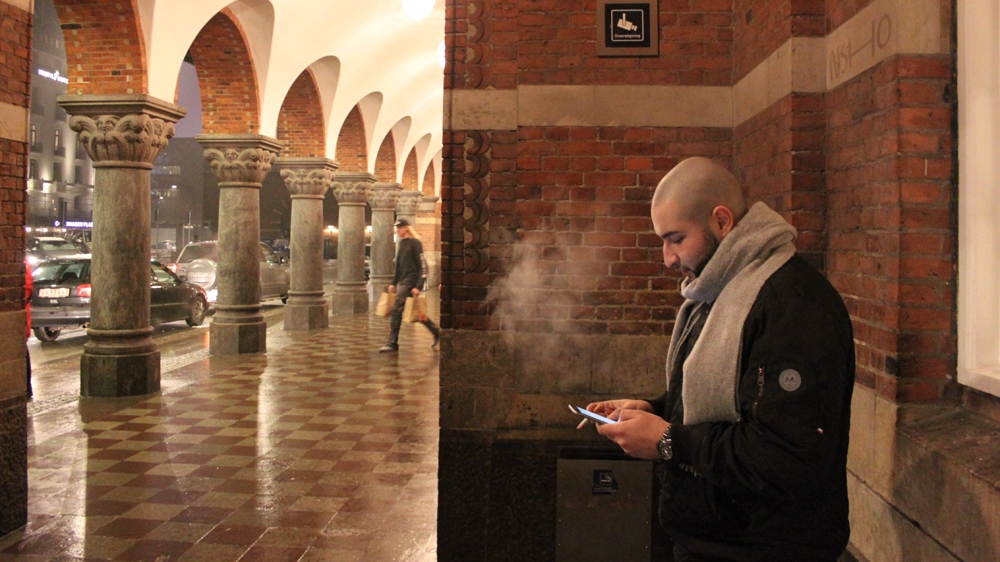 Rooni Abdel Razak has been working as a volunteer at Copenhagen Central Station almost every day for the past five months [Soren Lund Nielsen and Eline Schaart/Al Jazeera] 
