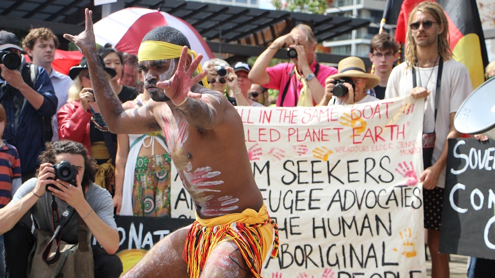 
The holiday links to 'whiteness, colonialism and perpetuating the myth that Aboriginal people don't belong in this country,' says Jack Gibson of the Wiradjuri nation [Jarni Blakkarly/Al Jazeera]
