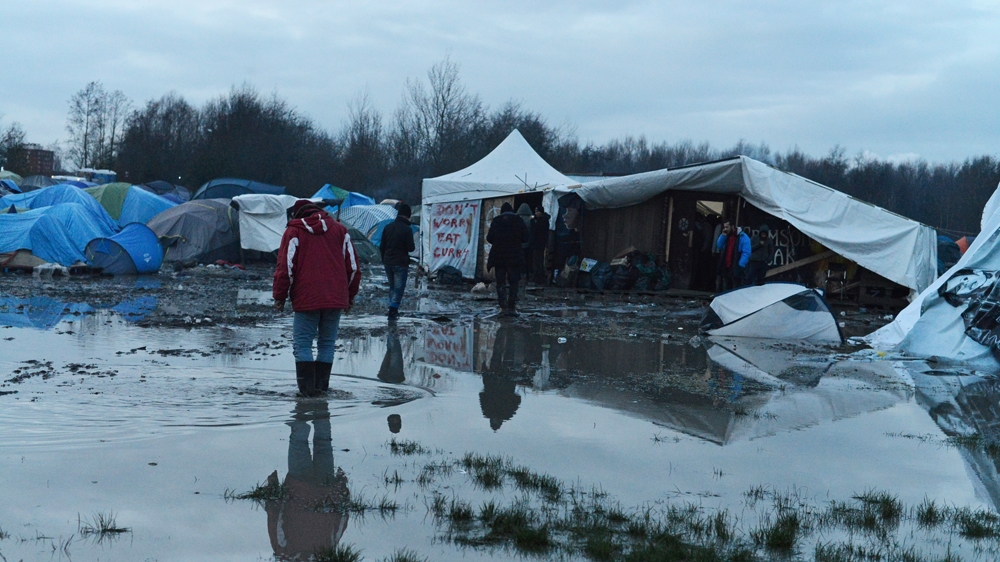 Torrential downpours have washed away tents housing 200 people, while other tents are barely standing [Lydia Noon/Al Jazeera]