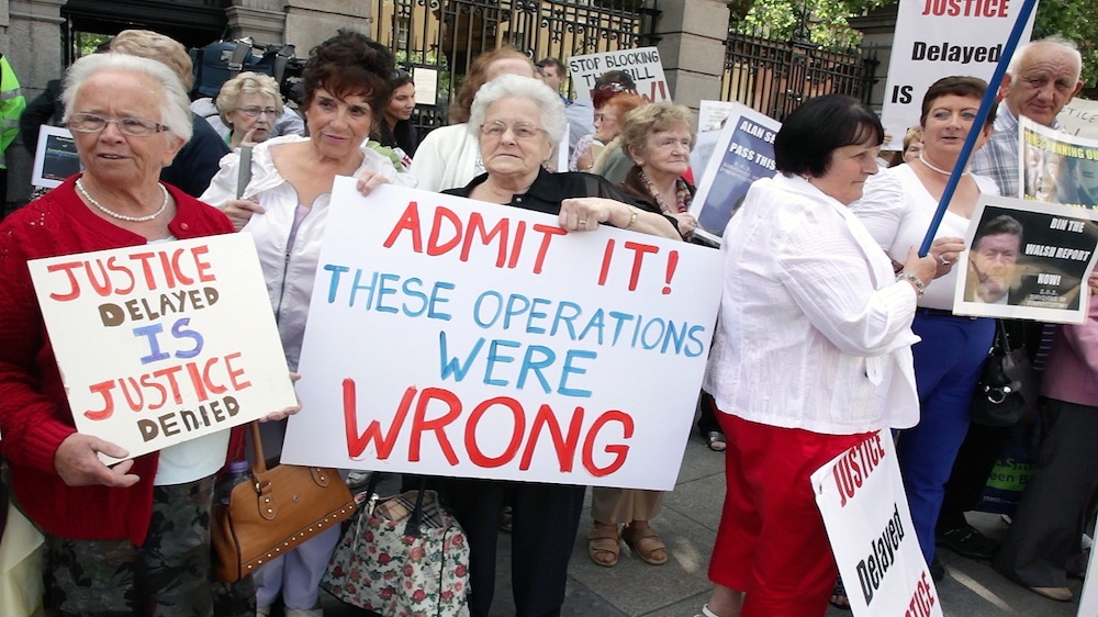 The Irish government announced its Symphysiotomy Payment Scheme in November 2014. The scheme has been widely condemned by activists, lawyers and the women themselves  [Paula Geraghty/Al Jazeera] 