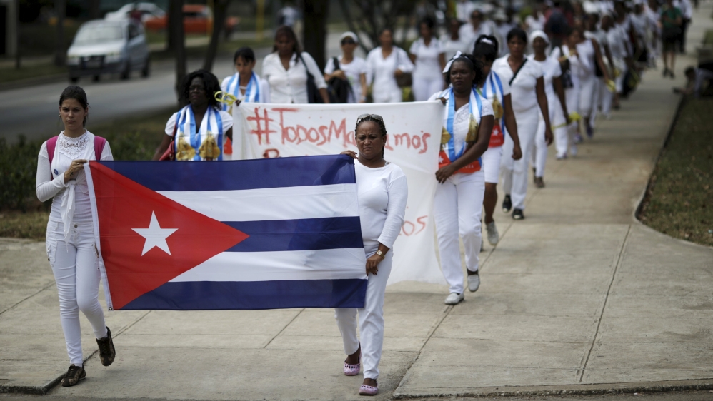 Members of the ''Ladies in White'' dissident group march in Havana