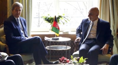 US Secretary of State John Kerry speaks next to Afghanistan's President Ashraf Ghani [Reuters]