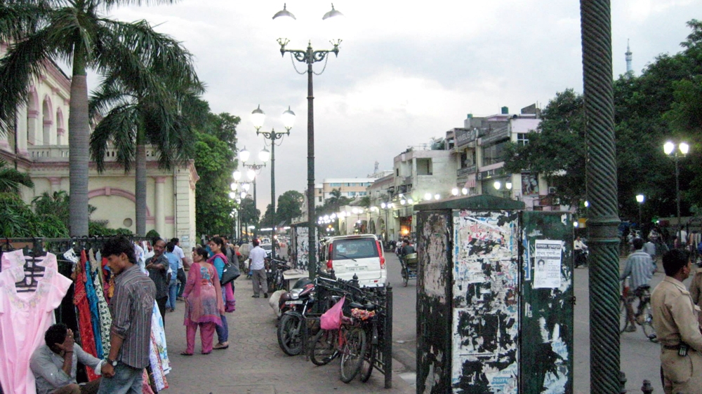 A bylane in Hazratganj, one of Lucknow's main shopping districts where Ram Advani's bookstore is located [Deepak Singh/Al Jazeera]
