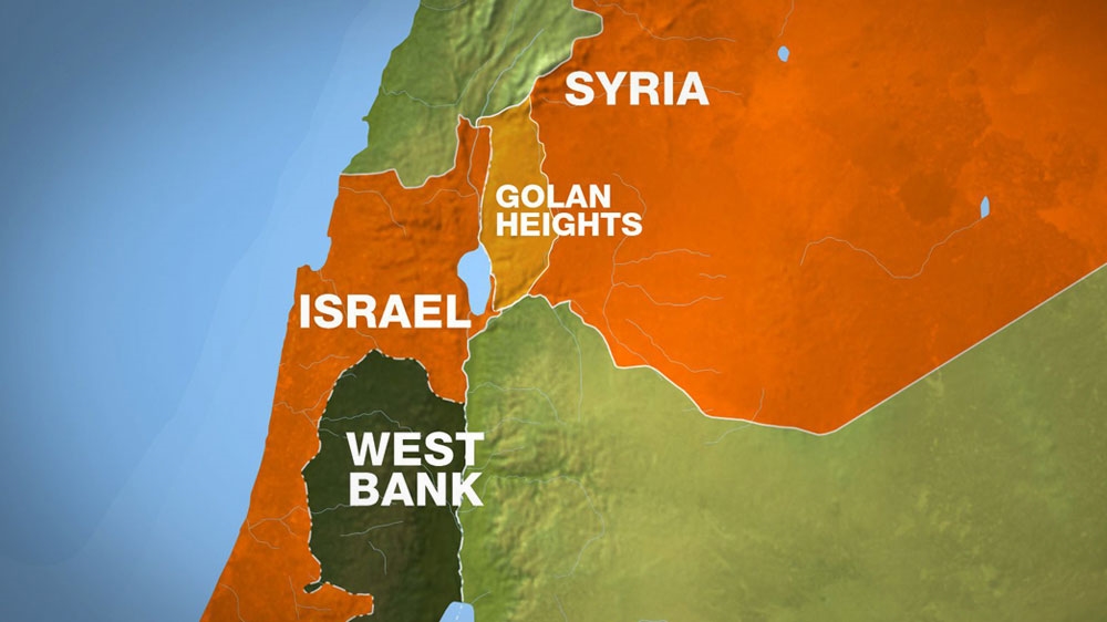 Map of Israel, Syria and the Golan Heights
