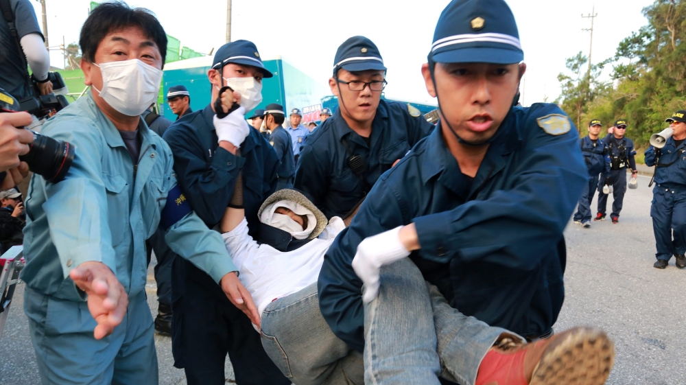 Okinawa residents protest against relocation US base within their island