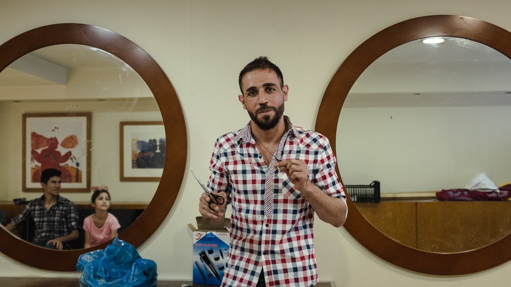 Wael Alfarawan left Syria's Deir Az Zor and ended up in City Plaza a month and a half ago [Nick Paleologos/SOOC/Al Jazeera] 