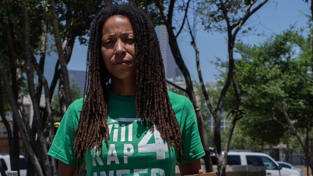 Yvette campaigns for the legalisation of marijuana in Texas and supports the local police force [Randy R Potts/Al Jazeera]