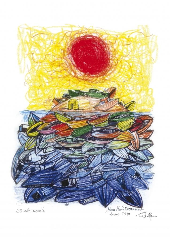 The Cemetery of Indifference was one of Francesco's first drawings   [Drawing by    Francesco Piobbichi]  