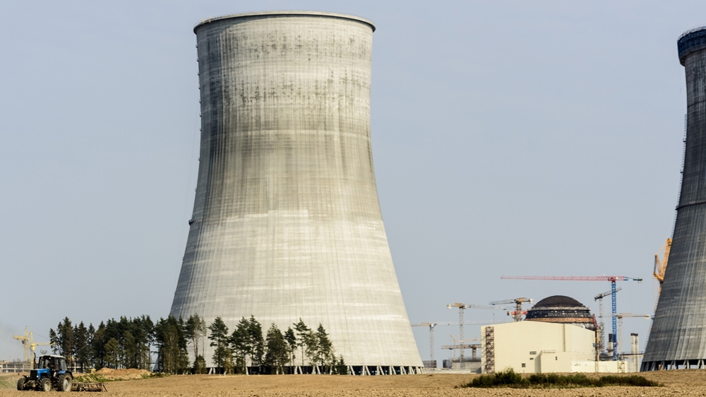 In front of the Astravets nuclear power plant [Benas Gerdziunas  /Al Jazeera] 
