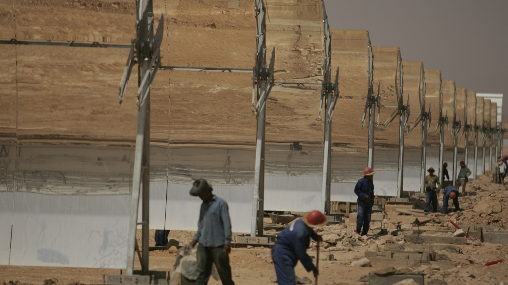 The kingdom’s major infrastructure projects include a massive solar plant in the country’s remote southern desert [Refael Marchante/Reuters]