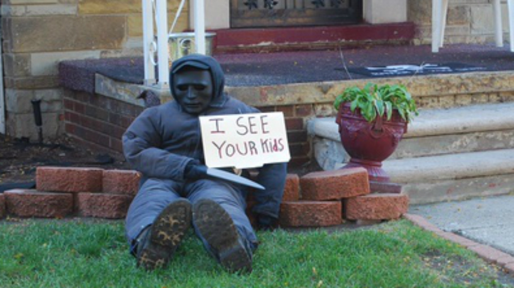 A stalker is one of the installations in Haddon's garden [Kurt Nagl/Al Jazeera]