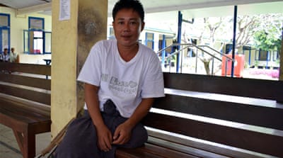 Poe Toe Toe lost his leg to a landmine and can no longer work as before to help support his family [James Nickerson/Al Jazeera] 