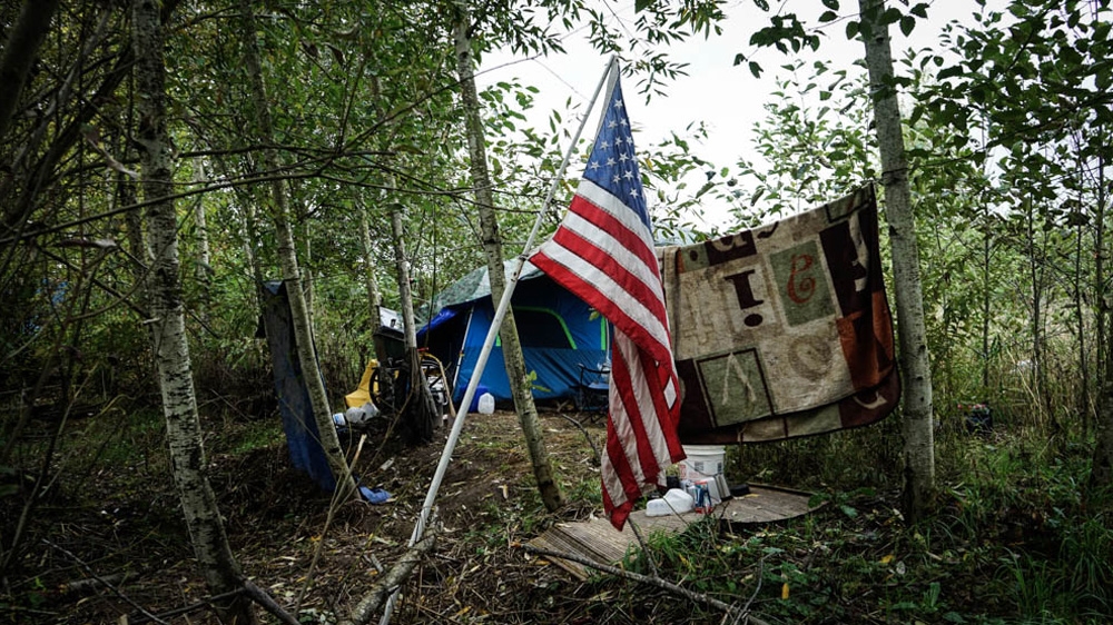 
As Americans prepare to head to the polls many homeless political organisers and their advocates argue that neither candidate will address their needs [Patrick Strickland/Al Jazeera] 
