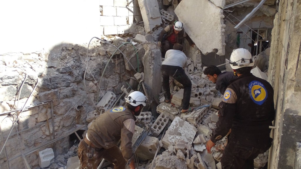 Zeidan lost four of her colleagues in an aerial bombardment on the main school complex in the northern Syrian town of Haas in late October [Courtesy of Idlib Civil Defence Force /Al Jazeera]