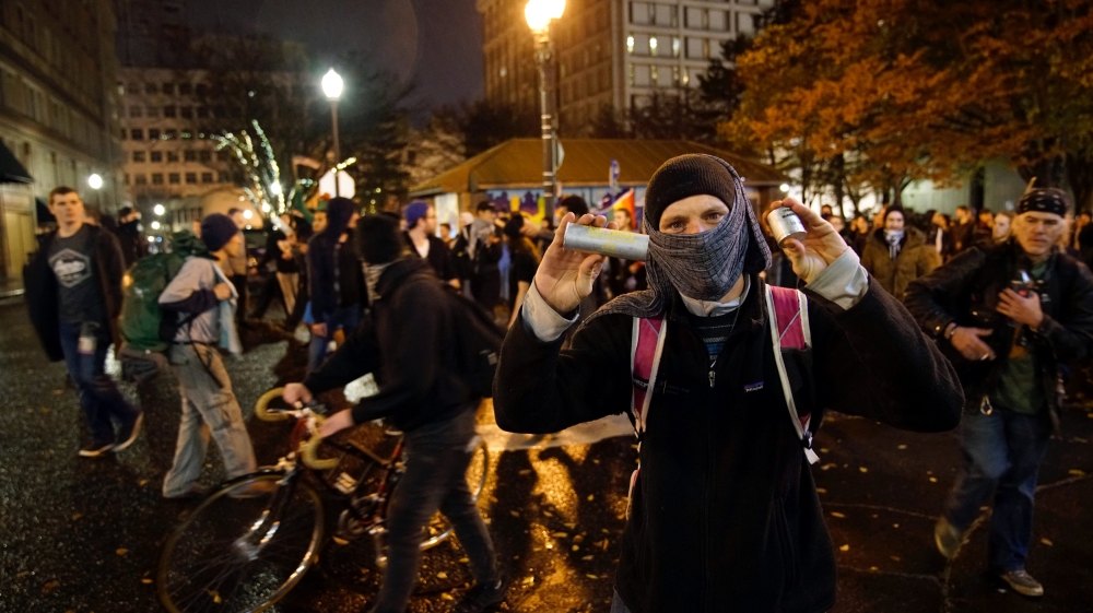A demonstrator in Portland, Oregon