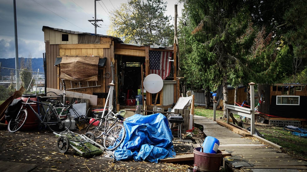 
Portland is one of many cities across the US grappling with a growing - and increasingly visible - homeless population [Patrick Strickland/Al Jazeera] 
