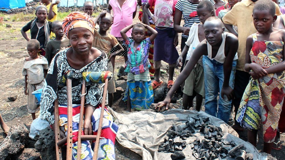 Salome Kanyere Musavuli in Bulengo camp says she is unable to travel and would not be able to relocate if the camp were closed [Miriam Berger/Al Jazeera]