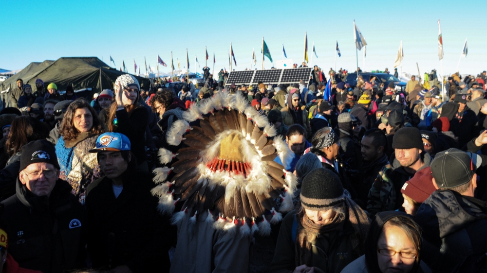 
The protest has garnered support from thousands who have flocked to North Dakota to protest against the completion of the line [Reuters]
