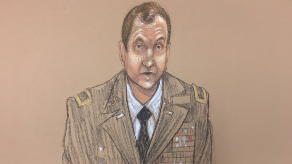 Guantanamo prosecutor Mark Martins speaks during a pre-trial hearing at the detention centre on December 5, 2016 [Janet Hamlin/Hamlin Illustration]
