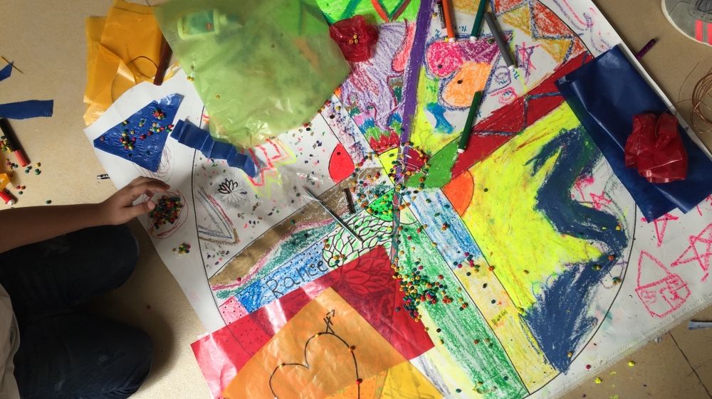 This art piece was from a project that brought together children from different socioeconomic backgrounds [Dania Fawaz/Al Jazeera]