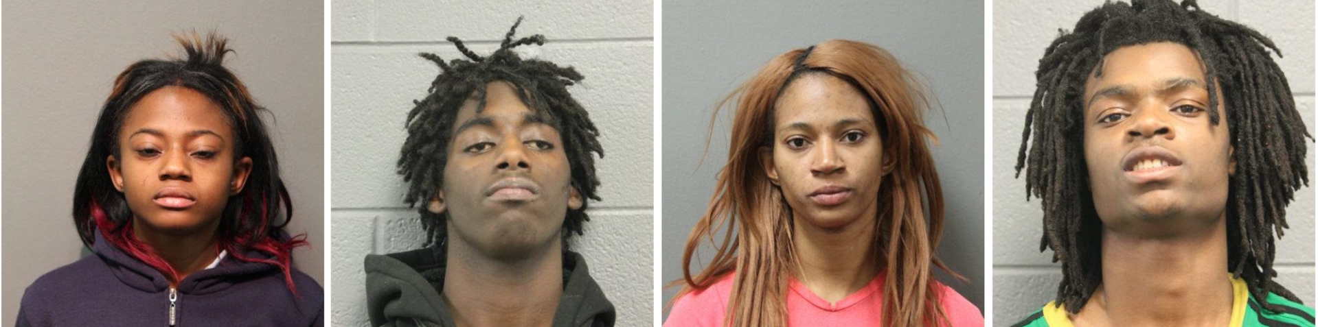 Brittany Covington, Jordan Hill, Tanishia Covington, and Tesfaye Cooper have been charged with hate crimes [Chicago Police Department/EPA]