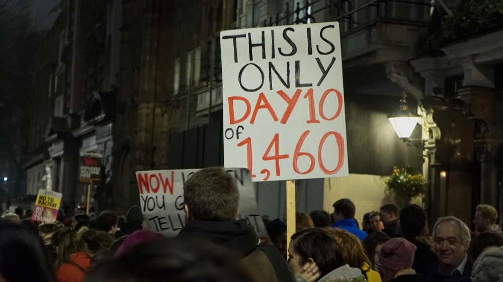 Demonstrations were held in towns and cities across the UK [Shafik Mandhai/Al Jazeera]