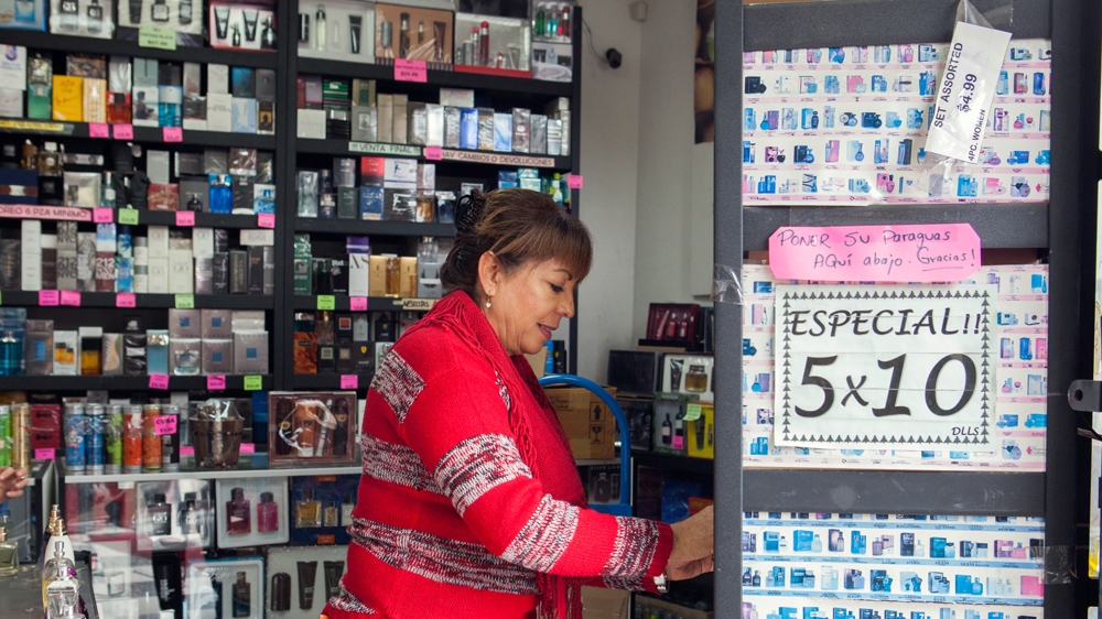 Sunny Perfumes, a shop in the border town of San Ysidro in San Diego, has seen a sharp decline in sales since Trump took office and announced his plans to build a wall along the border with Mexico, to restrict immigration and to increase deportations [Jessica Chou/Al Jazeera] 